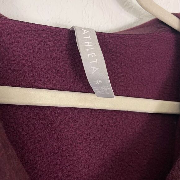 Athleta Purple Hooded Overlap Front Fleece Lined Pullover Sweatshirt - Picture 7 of 8